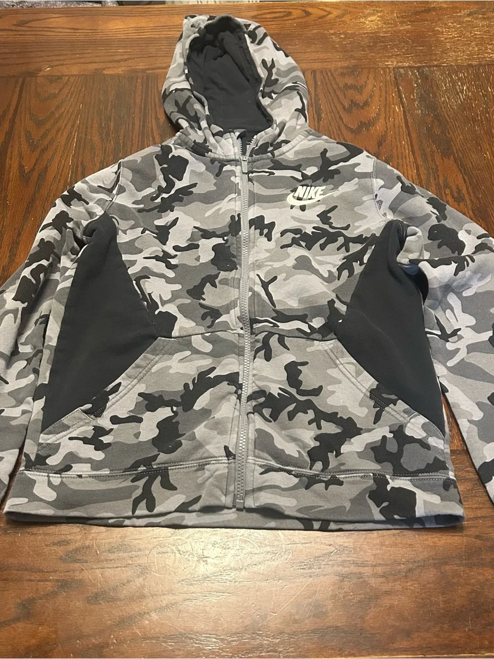 Nike Gray & Black Camo Zip-Up Hoodie